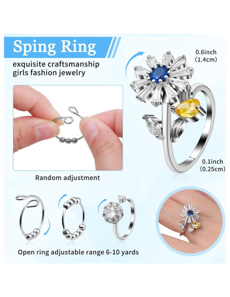 Cruzix 12 Anillos Antiestrés Acero Inoxidable Ajustables