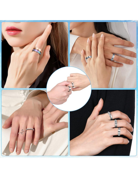 Cruzix 12 Anillos Antiestrés Acero Inoxidable Ajustables