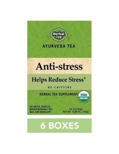 Té Antiestrés Orgánico Herbal Cup - 6 Paquetes de 16 Bolsitas