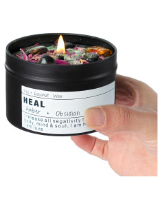 Vela de Energía Obsidiana 226g Cera Soya Vegana Aroma Oriental