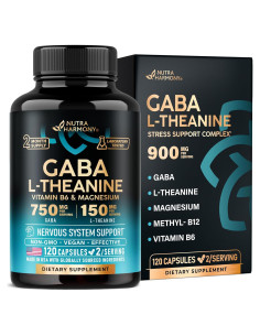 GABA 750 mg Nutra Harmony - 120 Cápsulas Veganas