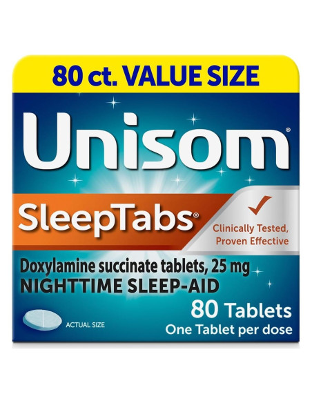 Unisom SleepTabs 80 Tabletas Ayuda para Dormir Doxilamina