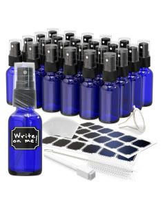 Juego de 24 Botellas de Spray de Vidrio Azul 1 Oz Nevlers