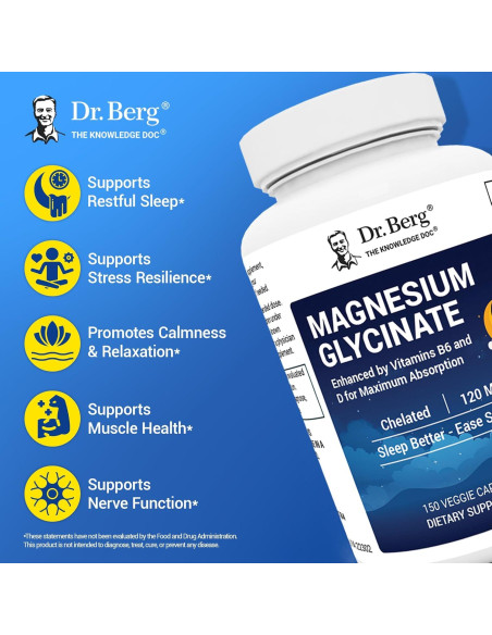 Suplemento de Magnesio Glicinato Dr. Berg 150 Caps