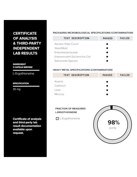 L-Ergotionina 30mg Toniiq - 90 Cápsulas Pureza 98% L-Ergotionina 30mg Toniiq - 90 Cápsulas Pureza 98%