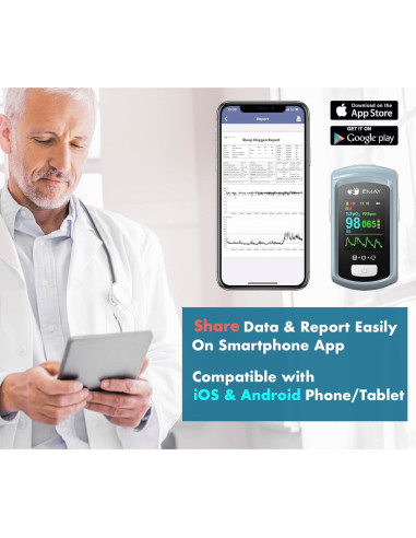 Monitor de Oxígeno EMAY Bluetooth con App y Memoria 72h
