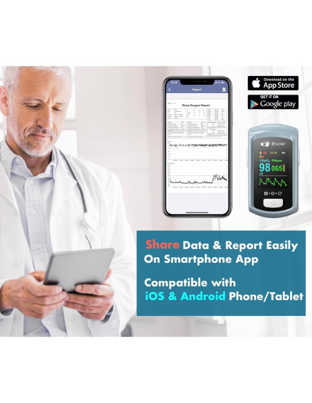 Monitor de Oxígeno EMAY Bluetooth con App y Memoria 72h