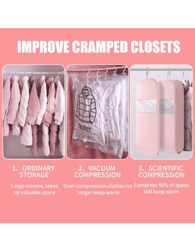 Bolsa de Ropa Colgante Tldcdte 132x58x15cm Rosa 2Pcs