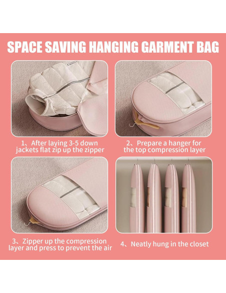 Bolsa de Ropa Colgante Tldcdte 132x58x15cm Rosa 2Pcs