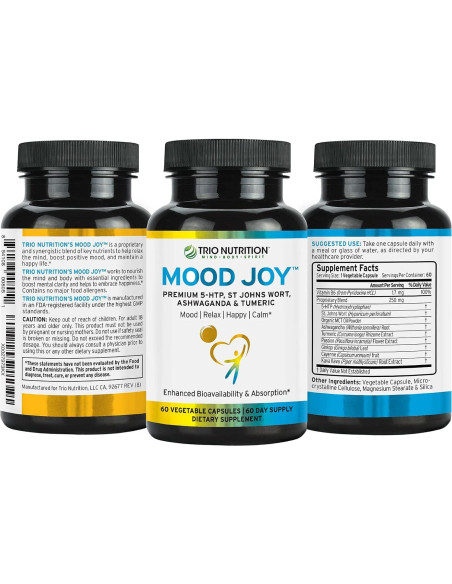 Suplemento Mood Joy Trio Nutrition 60 Cápsulas 5-HTP Ashwagandha