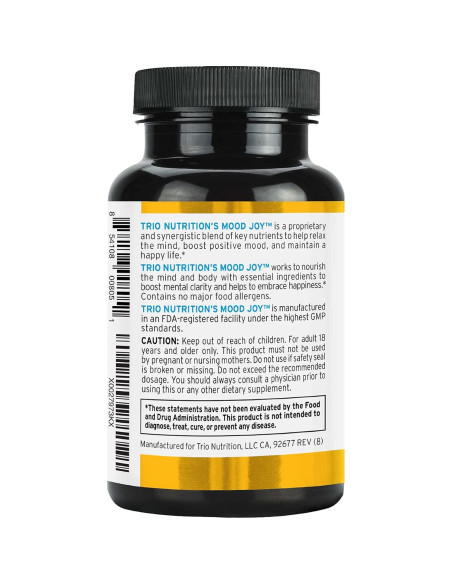 Suplemento Mood Joy Trio Nutrition 60 Cápsulas 5-HTP Ashwagandha