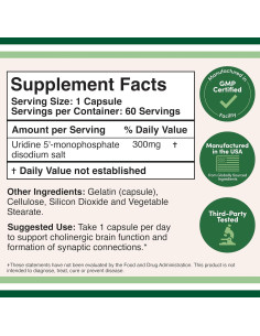 Monofosfato de Uridina 300 mg Double Wood 60 Cápsulas 2