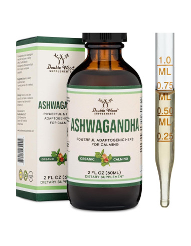 Gotas Orgánicas de Ashwagandha Double Wood 60ml 1200mg