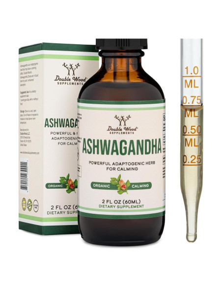 Gotas Orgánicas de Ashwagandha Double Wood 60ml 1200mg