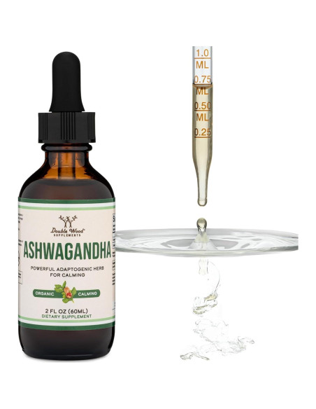 Gotas Orgánicas de Ashwagandha Double Wood 60ml 1200mg