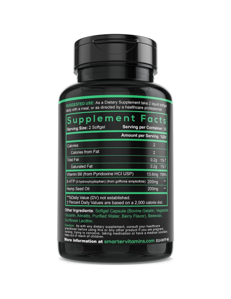 Suplemento 5-HTP 200mg + Vitamina B6 Smarter 60 gelatinas