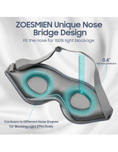 Máscara de Sueño de Seda ZOESMIEN Gris Noche 100% Mulberry 2