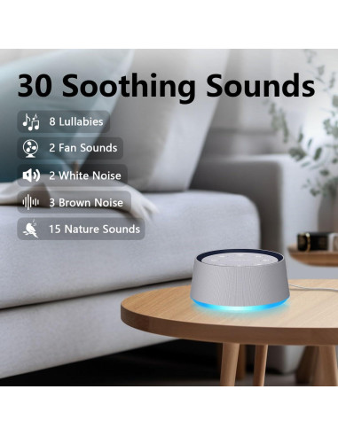 Máquina de Ruido Blanco LazyNight con 30 Sonidos y Luz Nocturna