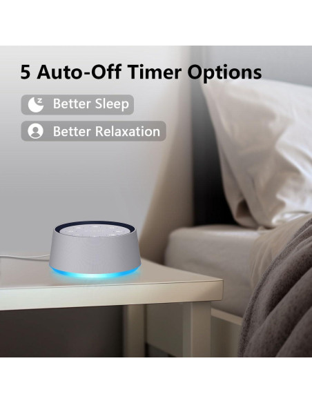 Máquina de Ruido Blanco LazyNight con 30 Sonidos y Luz Nocturna