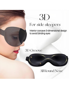 Máscara de Sueño 3D YONGYIKEJI Ajustable Bloqueo Luz Negro 2