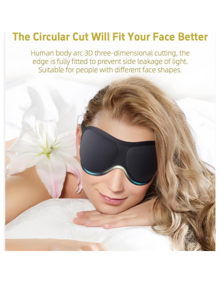 Máscara de Sueño 3D YONGYIKEJI Ajustable Bloqueo Luz Negro Máscara de Sueño 3D YONGYIKEJI Ajustable Bloqueo Luz Negro