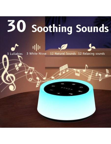 Máquina de Sonido ColorsNoise con 30 Sonidos y Luz Nocturna