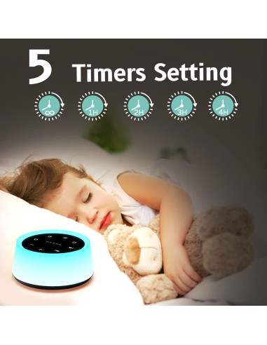 Máquina de Sonido ColorsNoise con 30 Sonidos y Luz Nocturna