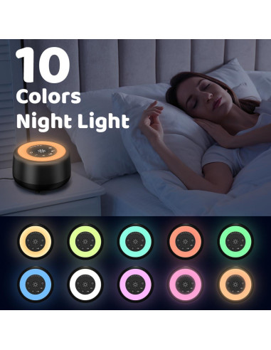 Máquina de Sonido Blanco Sleepbox 25 Sonidos Luz Nocturna