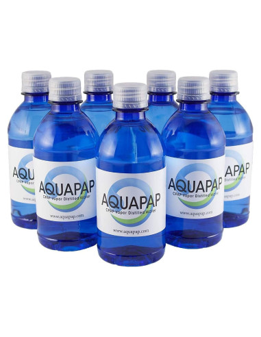 Agua CPAP Destilada por Vapor Aquapap 12 Onzas - 8 Botellas