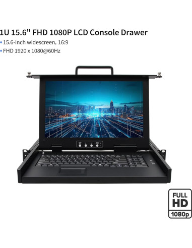 Consola KVM Montaje en Rack 1U Kinan 15.6" HDMI 1080P