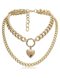 Conjunto de 9 Collares Dorados en Capas para Mujeres Moda 2