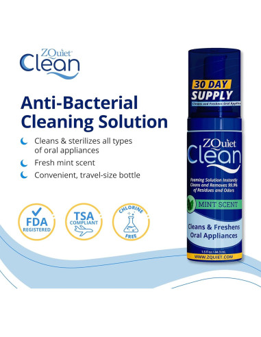 Dispositivo Bucal Antironquido ZQuiet + Limpiador 44ml