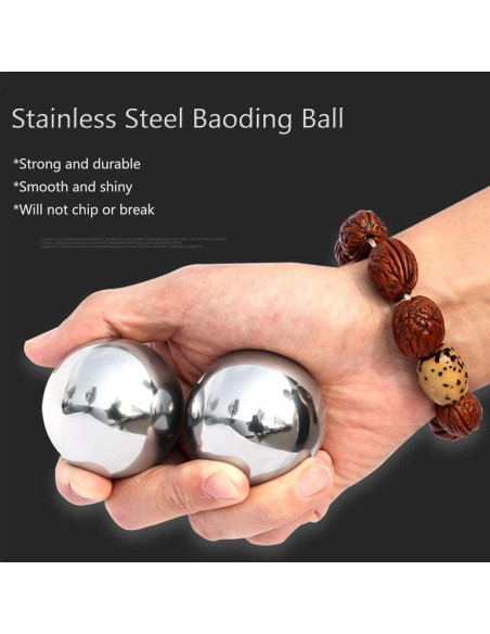 Juego de Bolas Baoding de Acero Inoxidable 40mm para Masaje