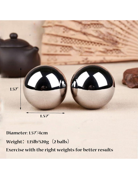 Juego de Bolas Baoding de Acero Inoxidable 40mm para Masaje