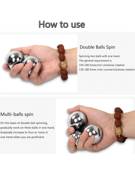 Juego de Bolas Baoding de Acero Inoxidable 40mm para Masaje