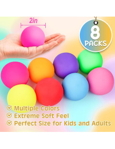 Paquete de 8 Pelotas Antiestrés VISCOO 5 cm Alivio Ansiedad 2