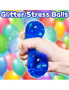 Pelota Antiestrés Brillante Kawaite Azul 6 cm - Juguete Relajante 2