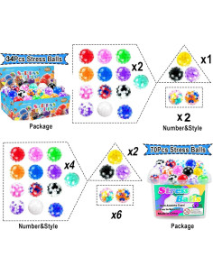 34 Piezas Pelotas Antiestrés MEZHOBBY Alivio de Ansiedad 2