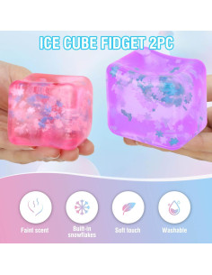 Juguete Antiestrés Gretex - Set 2 Cubos Suaves Morado Rosa 2
