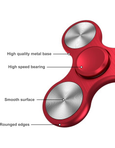 Fidget Spinner ATESSON Rojo Acero Inoxidable Alta Velocidad 2