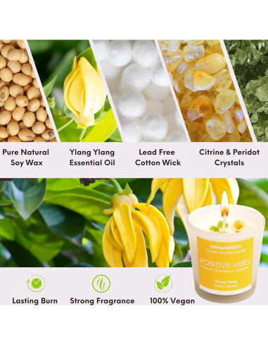 Vela de Manifestación Ylang Ylang con Cristales 190g