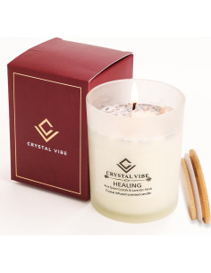 Vela Aromática de Cera de Soja Natural con Cuarzo Rosa y Lavanda 2