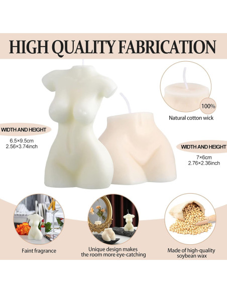 2 Velas de Soja Estéticas Cuerpo Femenino 6.5x9.5cm