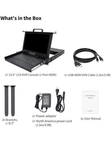 Consola KVM Montaje en Rack 1U Kinan 15.6" HDMI 1080P