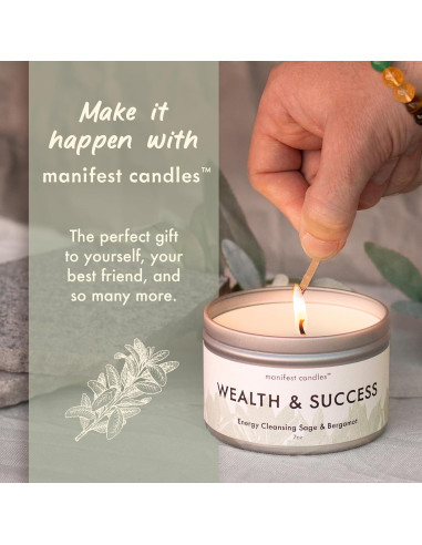 Vela de Dinero Salvia y Bergamota con Pulsera de Éxito