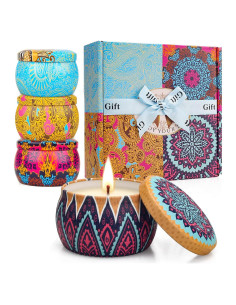 Juego de 4 Velas Aromáticas LDREAMAM 125 g Cera de Soja