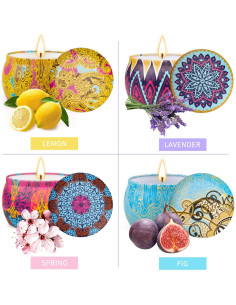 Juego de 4 Velas Aromáticas LDREAMAM 125 g Cera de Soja 2