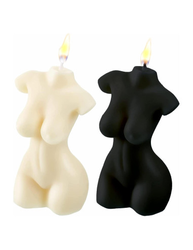 2 Velas Decorativas Cuerpo Femenino Itechpanda Blanco Negro