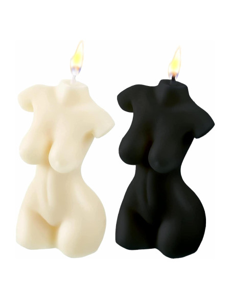 2 Velas Decorativas Cuerpo Femenino Itechpanda Blanco Negro