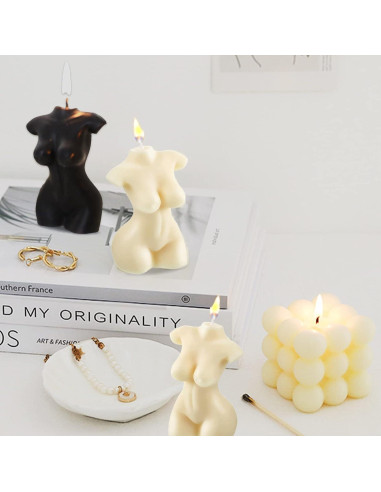 2 Velas Decorativas Cuerpo Femenino Itechpanda Blanco Negro